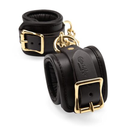 Coco de Mer Black Leather Wrist Cuffs 01